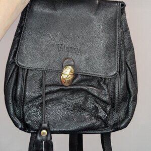 Valentina Genuine Leather Backpack Purse Black